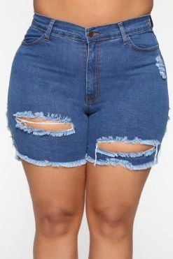 Fashion Nova A Lot To Love Distressed Bermuda Shorts - Medium Blue Wash