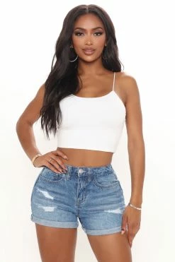 Fashion Nova A Perfect Match Ripped Denim Shorts - Medium Blue Wash