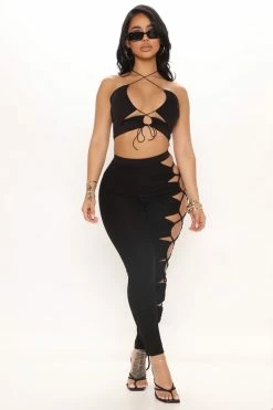 Fashion Nova Pants Eyes On Me Cutout Pant - Black