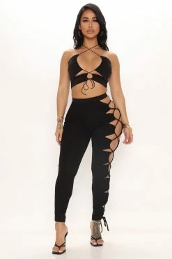 Fashion Nova Pants Eyes On Me Cutout Pant - Black
