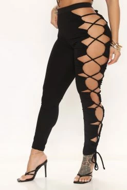 Fashion Nova Pants Eyes On Me Cutout Pant - Black