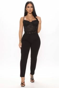 Fashion Nova Pants Olivia Belted Trouser - Black