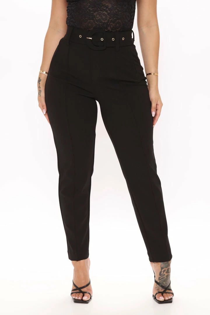 Promo 😍 Fashion Nova Pants Olivia Belted Trouser - Black 😍 4 Fashion Nova Pants Olivia Belted Trouser - Black