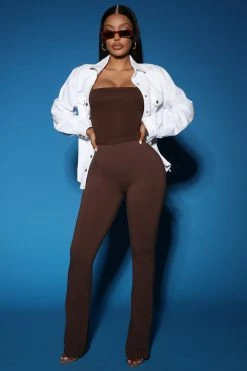 Fashion Nova Adriana Flare Pant - Chocolate