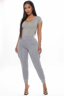 Fashion Nova My Favorite Cargo Jogger Pant - Heather Grey Pants