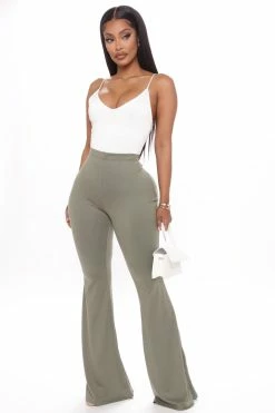 Fashion Nova Curves All Year Flare Pant - Sage