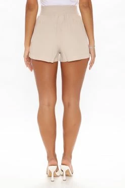 Fashion Nova Smocking Around Short - Khaki Shorts