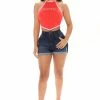 Fashion Nova Talk About It High Rise Stretch Denim Shorts - Dark Wash