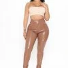 Fashion Nova Pants I've Never Looked Better PU Leather Pant - Brown
