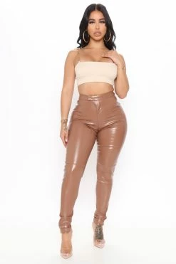 Fashion Nova Pants I've Never Looked Better PU Leather Pant - Brown