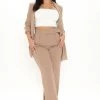 Fashion Nova Celine Belted Wide Leg Pant - Taupe Pants