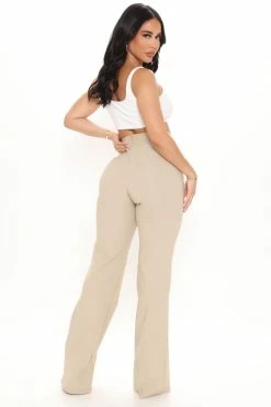Fashion Nova Veronica High Waist Dress Pant - Taupe