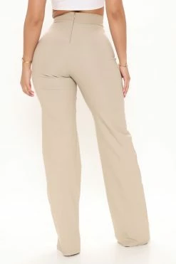 Fashion Nova Veronica High Waist Dress Pant - Taupe