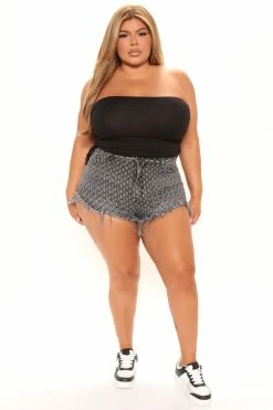 Fashion Nova Hold Up Distressed Denim Shorts - Black