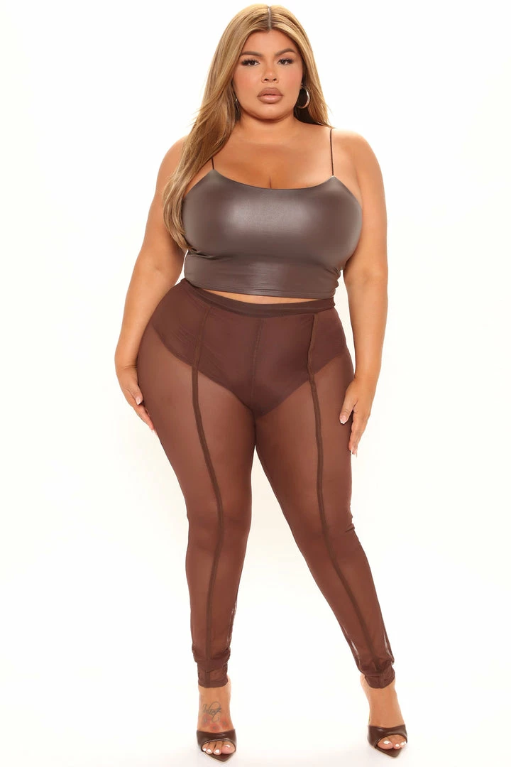 Fashion Nova Show Some Leg Mesh Leggings - Chocolate