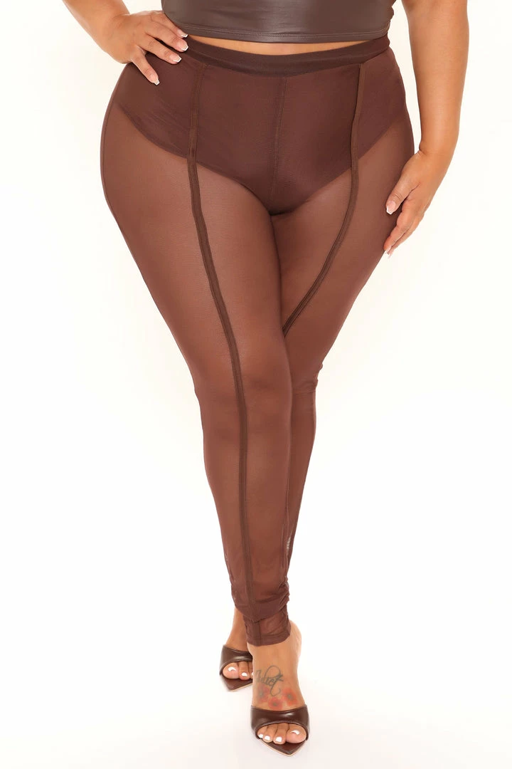 Fashion Nova Show Some Leg Mesh Leggings - Chocolate
