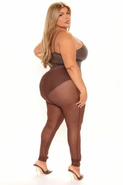 Fashion Nova Show Some Leg Mesh Leggings - Chocolate