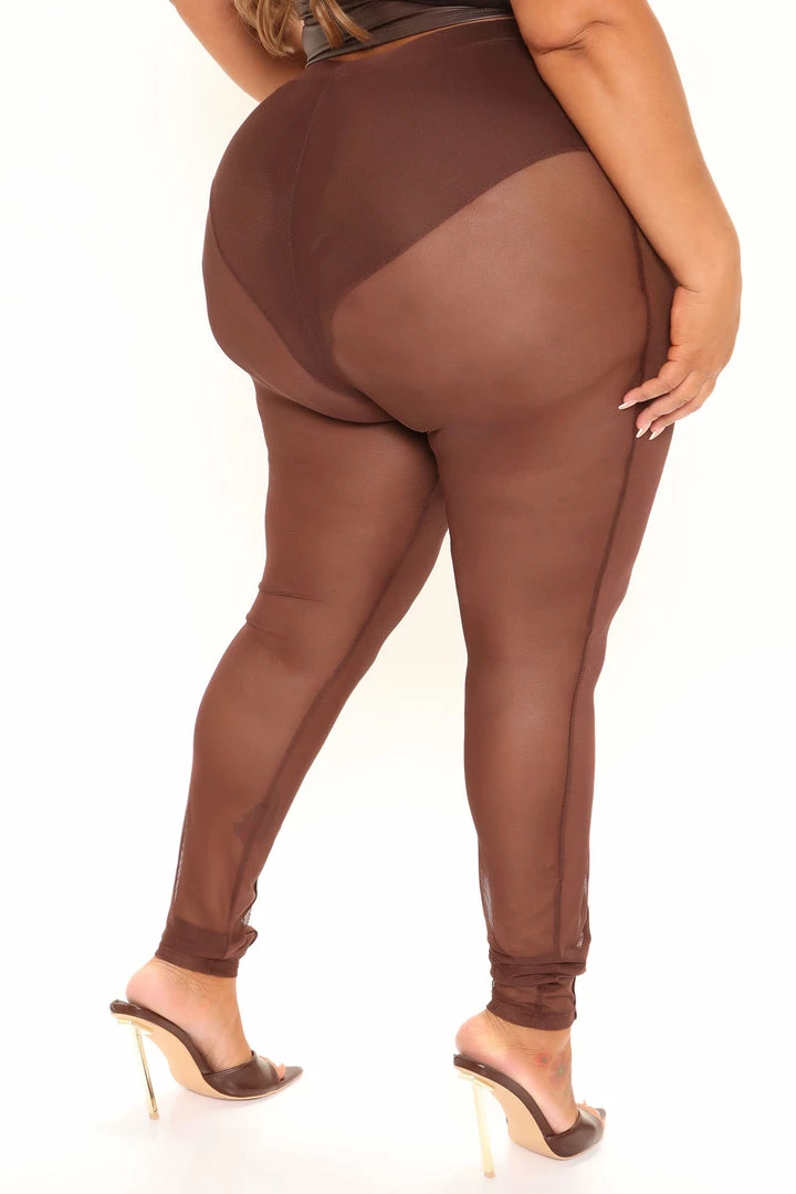 Fashion Nova Show Some Leg Mesh Leggings - Chocolate