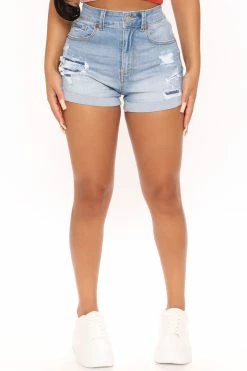 Discount ⌛ Fashion Nova Earth Babe Sustainable Denim Shorts - Light Blue Wash ❤️ 12 Fashion Nova Earth Babe Sustainable Denim Shorts - Light Blue Wash