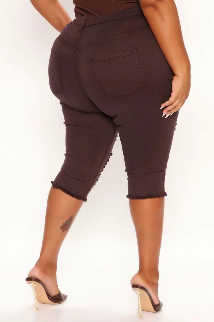 Fashion Nova Live In My Denim Shorts - Brown