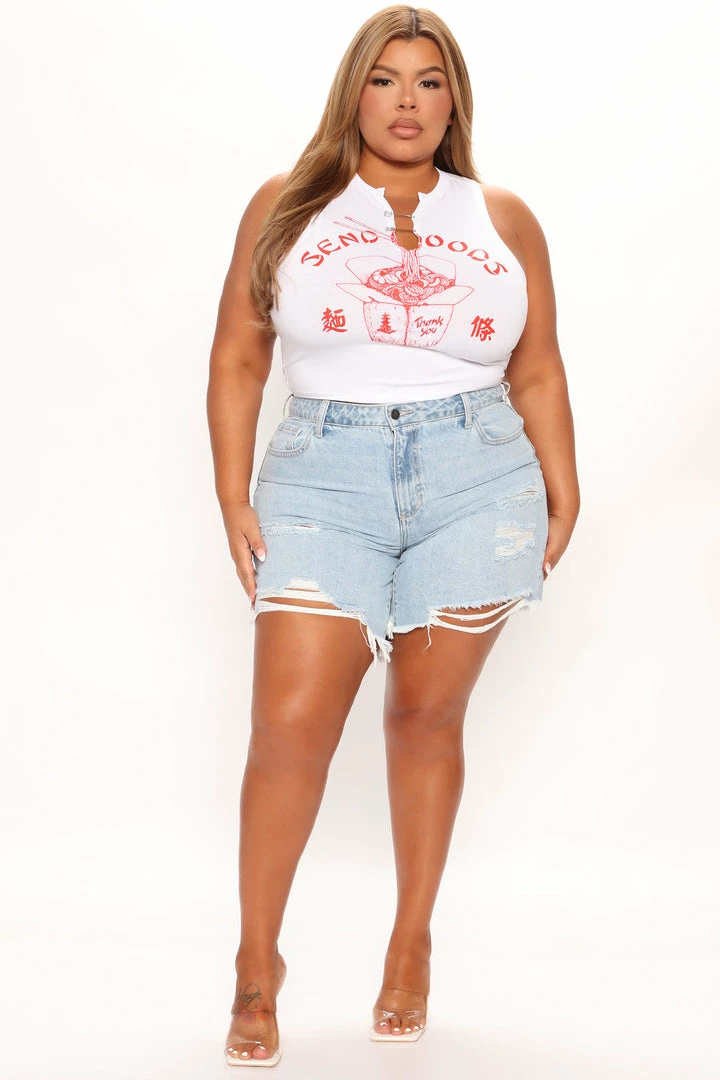 Fashion Nova This Time Around Bermuda Shorts - Light Blue Wash