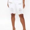 Fashion Nova Haley Denim Bermuda Shorts - White