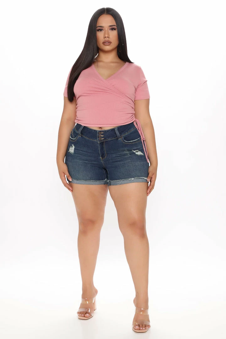 Outlet 🎁 Fashion Nova Alexis Booty Booty Shorts - Dark Denim ❤️ 7 Fashion Nova Alexis Booty Booty Shorts - Dark Denim