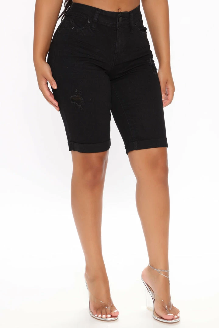 Flash Sale ✨ Fashion Nova Amberly Booty Lifting Mid Rise Denim Bermudas - Black Shorts 🤩 3 Fashion Nova Amberly Booty Lifting Mid Rise Denim Bermudas - Black Shorts