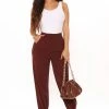 Fashion Nova Into The Office Trouser - Chocolate Pants