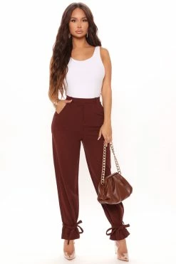 Fashion Nova Into The Office Trouser - Chocolate Pants