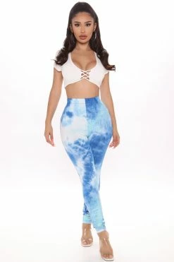 Fashion Nova Leggings Tie Dye Print Legging - Blue/combo