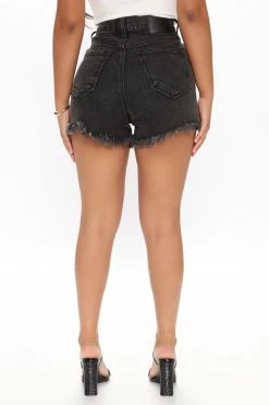 Fashion Nova Pinch Me High Waisted Denim Shorts - Black