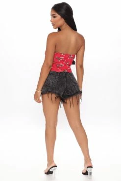 Fashion Nova Under Deconstruction Acid Wash Denim Shorts - Acid Wash Black