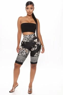 Fashion Nova Darkest Hours Biker Short - Black/combo