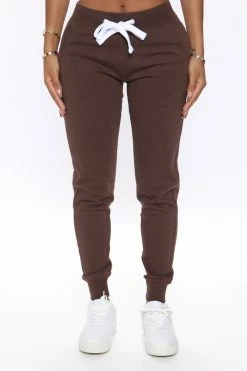 Fashion Nova Relaxed Vibe Joggers - Chocolate Pants