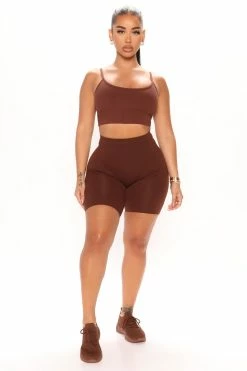 Fashion Nova Effortless Seamless Biker Shorts - Chocolate