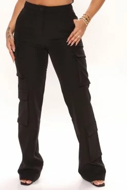 Fashion Nova Pants In The Lead Wide Leg Cargo Pant 32 - Black