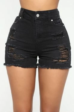 Fashion Nova Jacqueline Distressed High Rise Shorts - Black