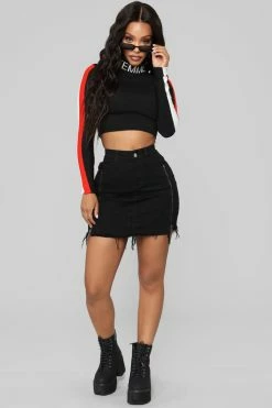 Fashion Nova Nadia Denim Zipper Skirt - Black Skirts & Skorts