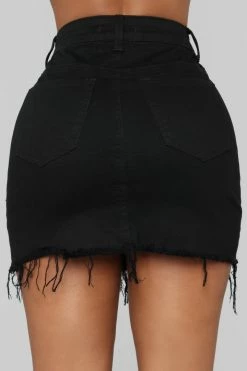Fashion Nova Nadia Denim Zipper Skirt - Black Skirts & Skorts