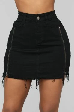 Fashion Nova Nadia Denim Zipper Skirt - Black Skirts & Skorts