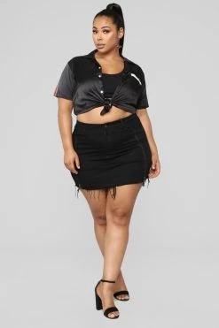 Fashion Nova Nadia Denim Zipper Skirt - Black Skirts & Skorts