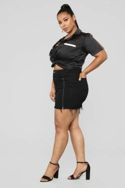 Fashion Nova Nadia Denim Zipper Skirt - Black Skirts & Skorts