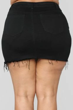 Fashion Nova Nadia Denim Zipper Skirt - Black Skirts & Skorts