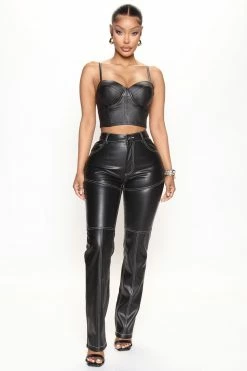 Fashion Nova Andrea Faux Leather Pant - Black Pants