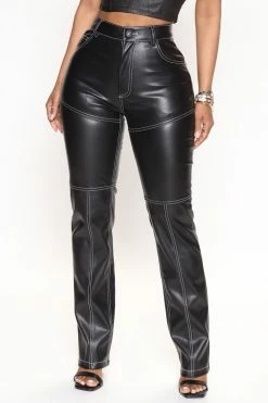 Fashion Nova Andrea Faux Leather Pant - Black Pants