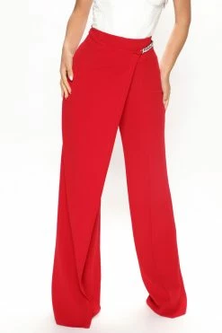 Fashion Nova With Elegance Wide Leg Pant 33 - Red Pants