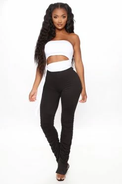 Fashion Nova Pants Stacked Honey High Rise Pant - Black