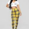 Fashion Nova As If Plaid Leggings - Yellow