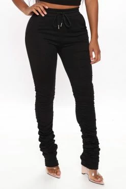 Fashion Nova Chase The Bag Stacked Pant - Black Pants